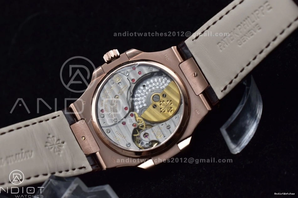 Premium Dial Gray Nautilus GRF Brown Strap 5712 on Best Edition 912 Croco A23J RG SS 0704